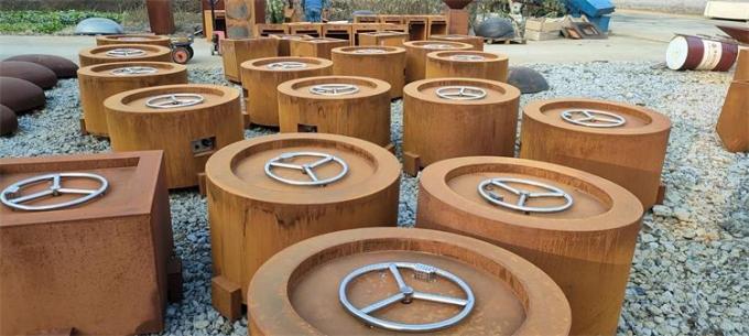 Contemporary Portable Corten Steel Gas Fire Pit Table 48 Inch 2