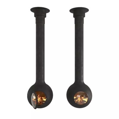 Morden Central Ceiling Mounted Floating Suspended Globe Wood Fireplace