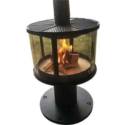 European Cold Rolled Steel Suspended Fireplace Wood Burning Stove With Annular Glass