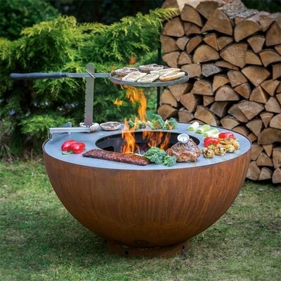 Custom Hemisphere Barbecue Plancha Corten Steel Camping Fire Pit Grill