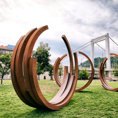Large Rustic Ring Corten Steel Sculpture Abstract Metal Art Sculptures