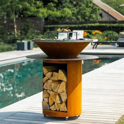 OEM Double Layered Plancha Grill Corten Steel Garden Barbecue Fire Pit