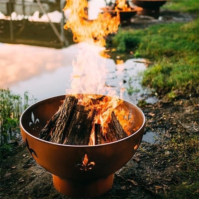 Wood Burning Hemisphere Corten Steel Fire Pit Bowl For Outdoor Camping