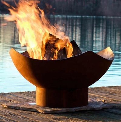 Garden Hemisphere Corten Steel Fire Globe Bowl Wood Burning