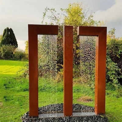 Contemporary Double L Corten Steel Garden Water Features Rain Curtain