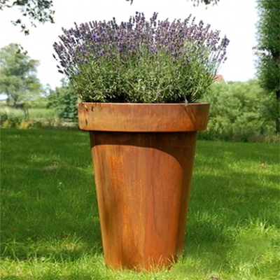 Metal Celso Cylinder Corten Steel Planter 100cm Height Pre Weathered