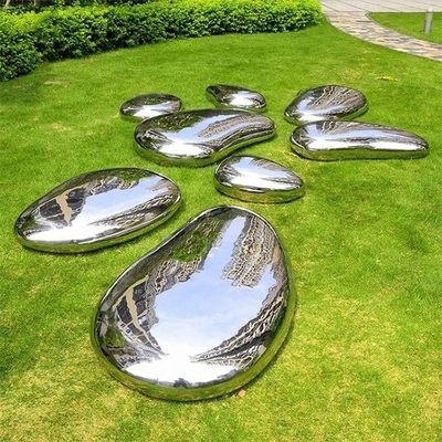 304 316 Stainless Steel Pebble Outdoor Metal Sculpture High Polished For Lawn
