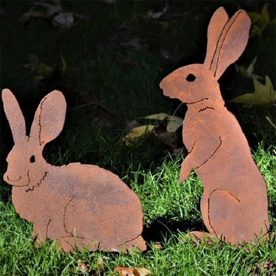 Standing Rabbit OEM ODM  Corten Metal Garden Ornaments