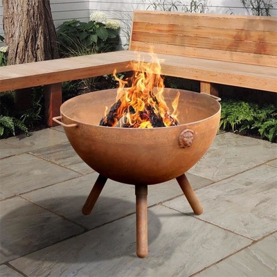 70cm Outdoor Cauldron Corten Steel Fire Pit Charcoal Burning