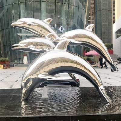 Fuxin Animal Life Size Dolphin Stainless Steel Animal Sculpture Contemporary