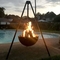 Hemisphere Corten Steel Fire Globe Tripod Hanging Fire Pit BBQ Grill