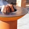 Tall Round Base Camping Cooking Corten Steel BBQ Grill Barbecue