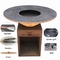 Charcoal Wood Fired Corten Steel Fire Pit Grill With Ash Tray