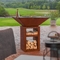 Charcoal Wood Fired Corten Steel BBQ Grill With Ash Tray Outdoor Cooking