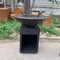 Black Painting Round Corten Steel BBQ Grill Fireplace 1330*500*1000mm