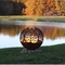 Autumn Sunset Leaf Weathering Steel Globe Sphere Fire Pit With Ash Tray