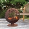Sphere Rustic Floral Style Corten Steel Fire Globe Fireplace For Portable Heater