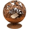 Sphere Rustic Floral Style Corten Steel Fire Globe Fireplace For Portable Heater