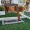 Outdoor L Shaped Corten Steel Water Feature waterfall With LED Light