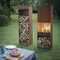 Rectangular Rusty Corten Steel Fireplace Wood Storage