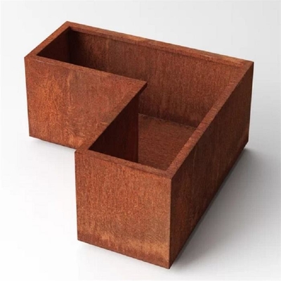 Contemporary Corten Steel Corner Metal Planter Box For Residential