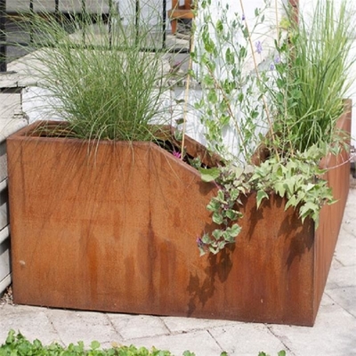 Contemporary Corten Steel Corner Metal Planter Box For Residential