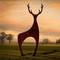Contemporary Rusty Metal Garden Ornaments Corten Steel Deer Lawn Sculpture