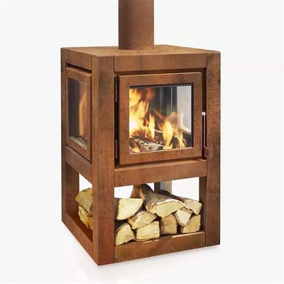 Wood Burning Outdoor Freestanding Corten Steel Stove Metal Fireplace