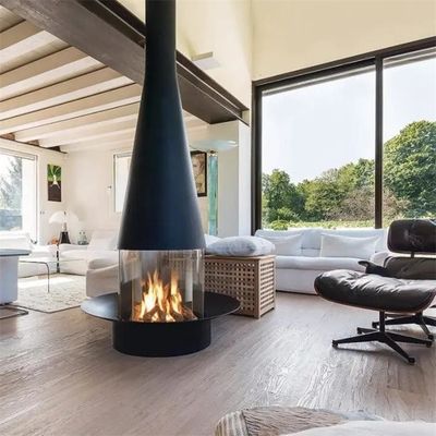 Western Style Central Wall Mounted Hanging Fireplace Wood Burning Stove With Glass